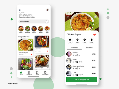 Yele: A Recipe App UI Concept