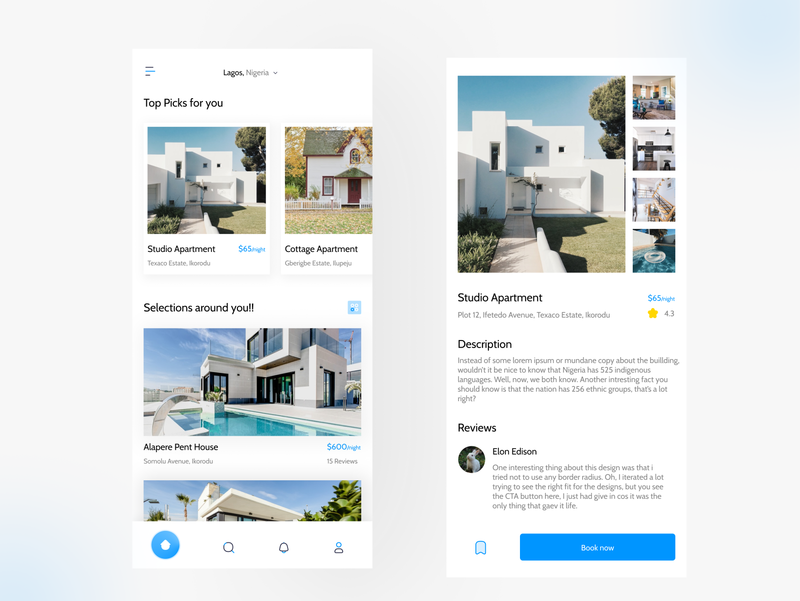 Home Rental App UI Concept by Samuel Akindipe on Dribbble