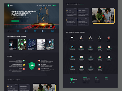 INSEC: A cybersecurity talent marketplace app cybersecurity design illustration landing page product ui ux
