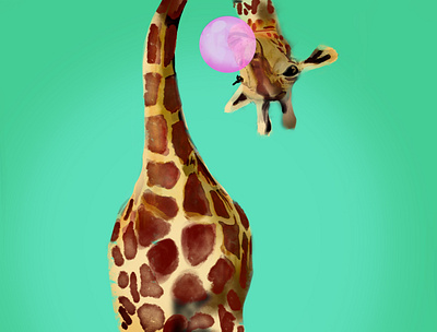 Upsidedown colorful funky giraffe hand drawn illustration illustration design procreate procreate art