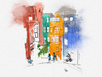 Places arquitetura colorful digital art hand drawn illustration procreate sketchbook sketching