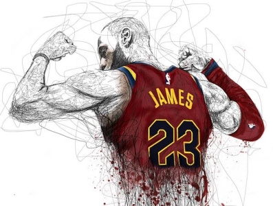 lebron james abstract illustration scribble art vector