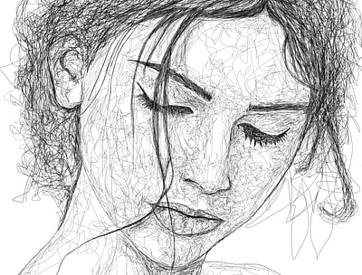Beautiful girl abstract art beauty design face figure girl graphic illustration line art scribble art vector