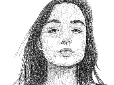 beautiful girl with scribble art technique