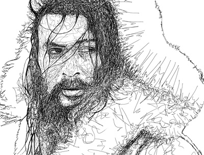 jason momoa abstract black design face figure graphic illustration line art scribble art vector