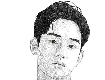 Kim soo hyun abstract black design face figure graphic illustration korea line art scribble art vector