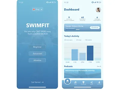 SWIMFIT mobile application app design typography ui ux vector web