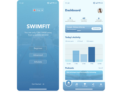 SWIMFIT mobile application app design typography ui ux vector web