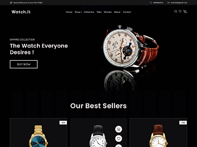 Watchit design ecommerce homepage mockup photoshop shopify ui ux web website