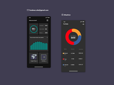 ETF app main page and portfolio app design bitcoin blockchain crypto cryptocurrency etf finance portfolio trade ui ux