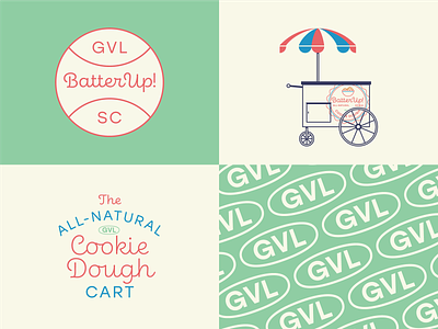 Batter Up! Extras all-american all-natural badge branding cookie dough food cart greenville gvl illustration south carolina typography