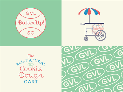 Batter Up! Extras all american all natural badge branding cookie dough food cart greenville gvl illustration south carolina typography