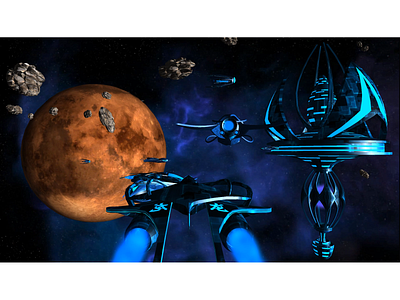 Starship F34508 3d artwork design game design gamedev indigame