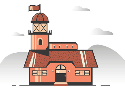 Flat illustration of lighthouse(flat design)