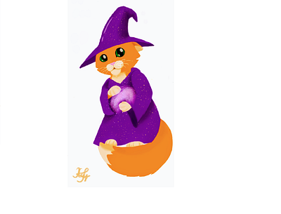 The wizard cat animal art cartoon cat cute design haloween illustration magic sparkle