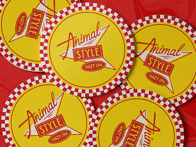Animal Style | Santa Monica Brew Works animal style beer coaster beer label design coaster coasters hazy ipa santa monica