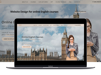 Landing page for English courses course design designer english english course landing landing page online course web webdesign website
