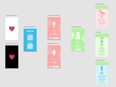 BMI Calculator appdesign dark light