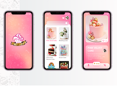 Cake order app design gra logo ui ux