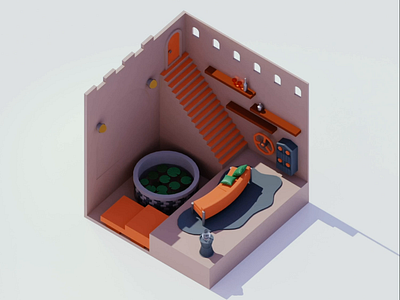 special room “lotus” 3d 3dart animated animation animation3d architecture geometoric house illustraion interior isometoric modeling motion design motiongraphic room setdesign space