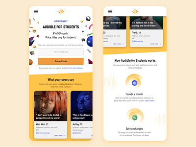 Audio books for students - mobile app audio audiobooks branding design ecommerce illustration mobile ui ux web web design