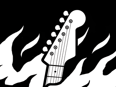 Fender Strat on fire.