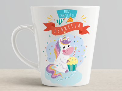 Happy Birthday Mug birthday branding cake cupcake design happy happy birthday ilustración mug unicorn