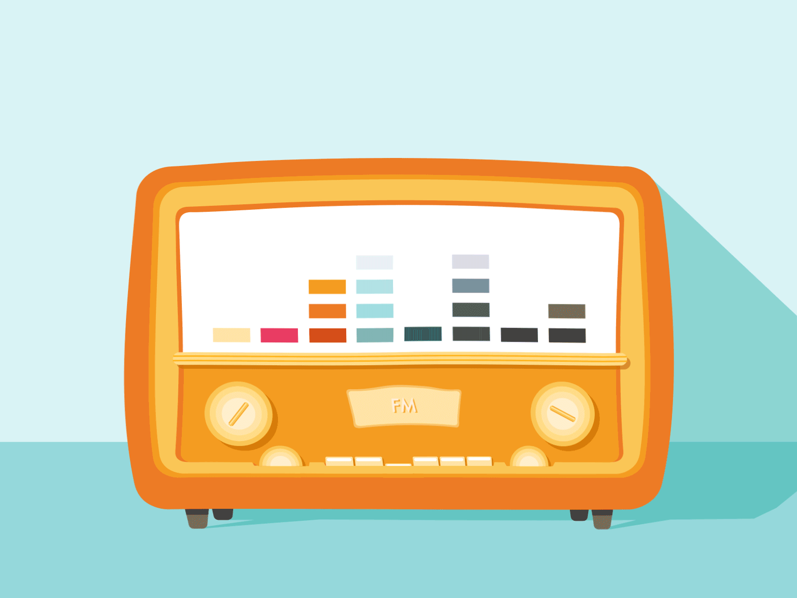 retro radio animation animation branding concept design flat fm illustration logo radio retro uidesign ux vector web