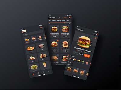 Darkmood app app burger burgers dark darkmood food graphic design responsive design ui