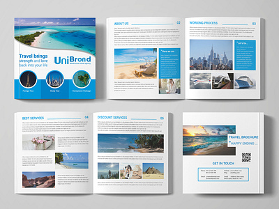 Square travel brochure design template