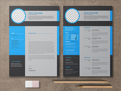 Modern resume and cover letter template design bio biography branding business corporate cover letter cv design elegent formal job minimalist office personal print professional resume student template vector