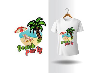 Ocean side stylish summer t-shirt and apparel trendy design beach beach party casual clothing deck chair denim fashion femenine hoodie illustration nature palm tree tee teenage textile vacancy vector vintage wear white
