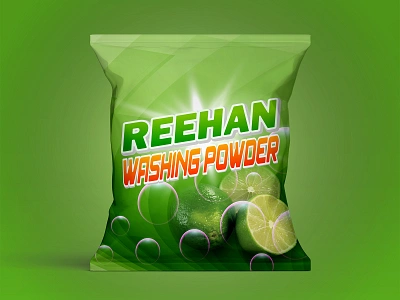 New lemon power washing powder product packaging design branding clean concept design detergent feminine graphic graphic design green illustration label lemon minimalist mockup pouch powder print product packaging professional trending