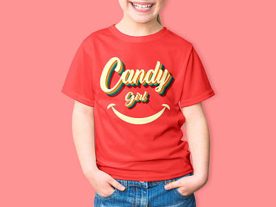 Candy Girl retro typography colorful layer text feminine t-shirt