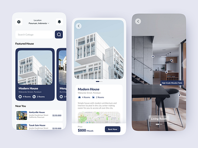 Gryo - Real Estate App app clean design design illustration logo minimalist design mobile app design mobile ui real estate real estate app simple design staycation app travel app ui ui design uiux web design