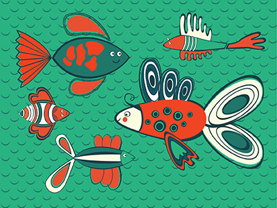 Fish abstract decoration fish funny green pattern