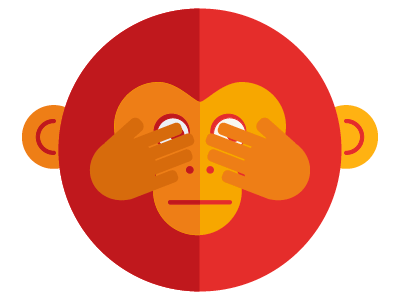 Monkey circle do not do do not hear do not say do not see monkey red