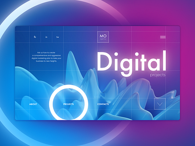 Digital website blue creative website digital gradient lines magenta color main screen minimal minimalism pink ui web design website