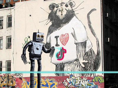 Banksy Graffiti DiPleinized - Tiksy 009 banksy creative canvas digital diplein douyin painting tiktok 抖音