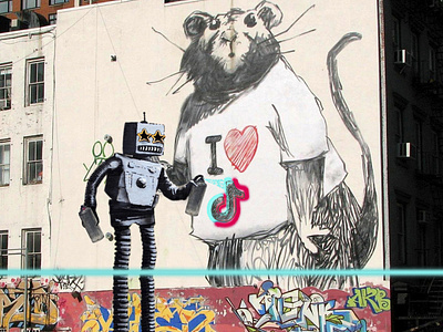 Banksy Graffiti DiPleinized - Tiksy 009 banksy creative canvas digital diplein douyin painting tiktok 抖音