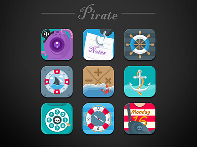 Pirate theme icons color cute icons illustrations pirate theme