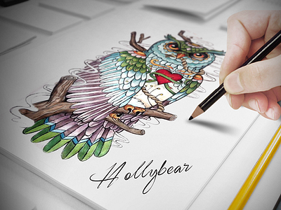 Hand-painted animals hand painte illustration owl