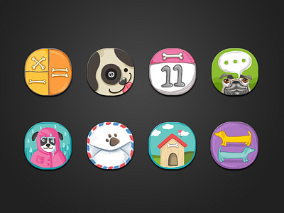 Dogs cute dogs hand painted theme icons