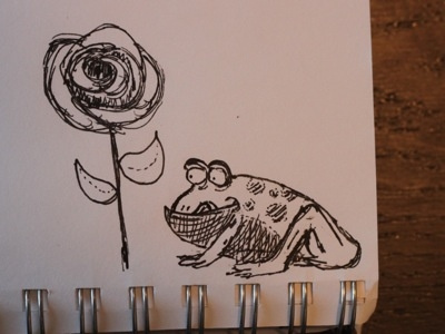 Rose and a Frog doodles