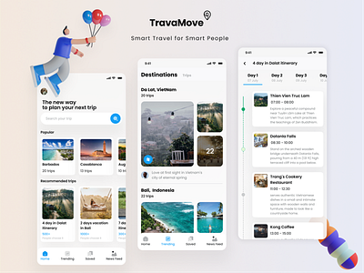 TravaMove - Smart Travel for Smart People design illustration travel travel planer trip planner ui