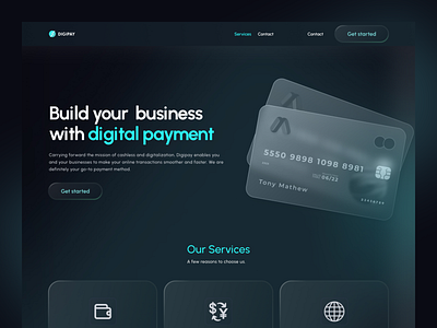 Digital Payment - Landing Page[Glassmorphism] design figma glassmorphism landingpage payment uiux