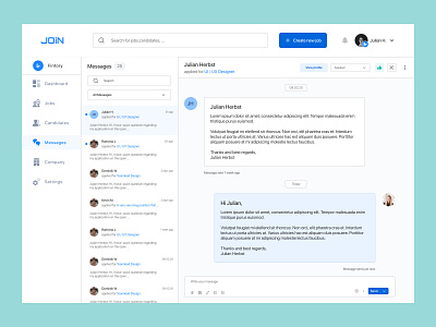 Job Portal - HR View candidate dashboard design figma hr job portal message uiux