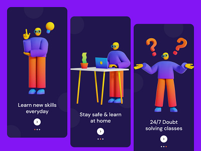 Education App - Onboarding Screens 3d illustration app design education figma learning student ui uiux