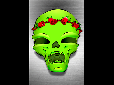 Digital Art - Skull and Roses bright color digital art halloween hand drawn illustration layer styles photoshop art roses scary skeleton skull wacom