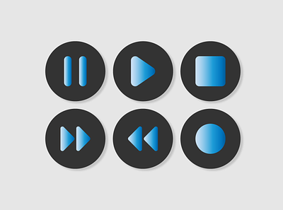 Media Player Icons button ui buttons design gradient icon design icons media player minimal ui ux vector